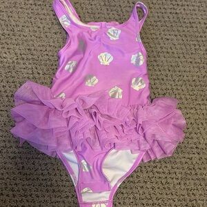 Cat & Jack Purple and Silver Bathing Suit with tutu